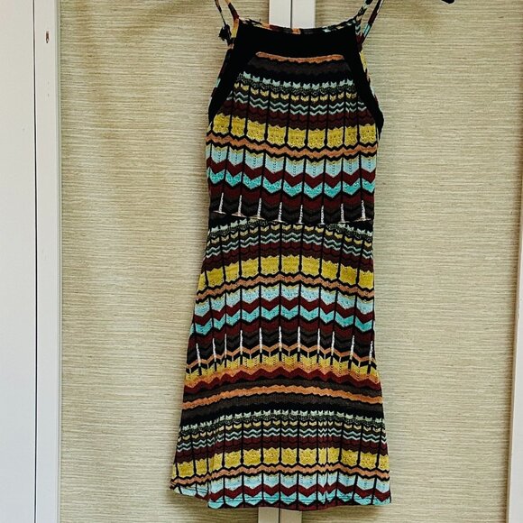 Xhilaration Dresses & Skirts - Xhilaration Mini Dress Knit Patterned Boho Black Green Yellow Orange Red Size XS